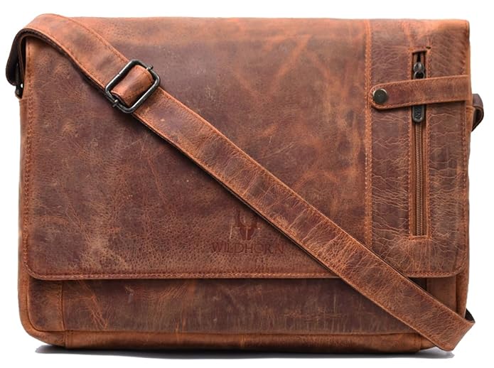 WildHorn Leather 15 inch Laptop Messenger Bag for Men