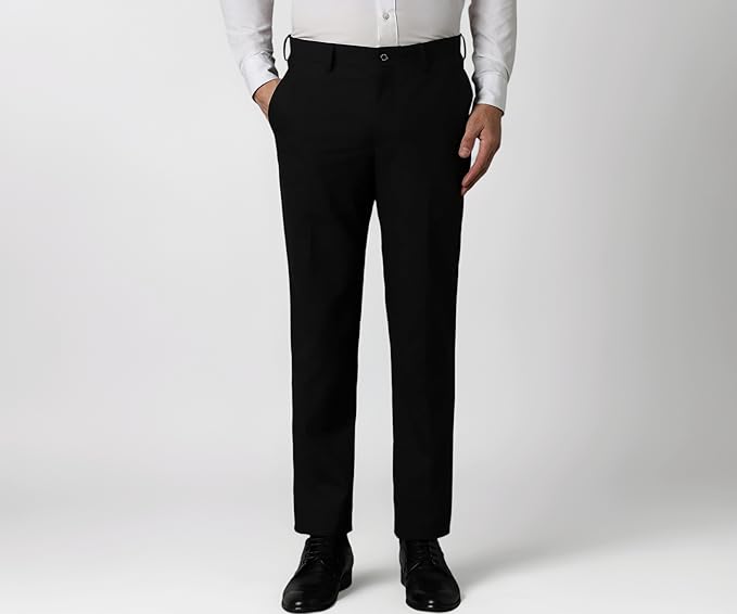 Louis Philippe Men's Slim Fit Mid Rise Pants