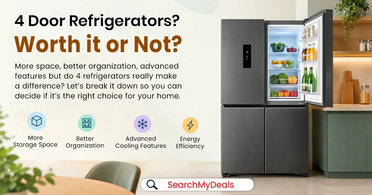 Modern 4-door refrigerator in a stylish modular kitchen for smart food storage