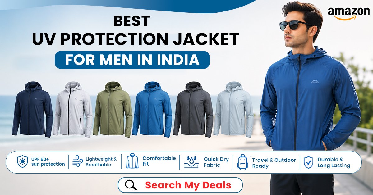 BLUE TYGA Sunscreen Jacket with UPF 50+ for men offering UV protection during outdoor activities in India