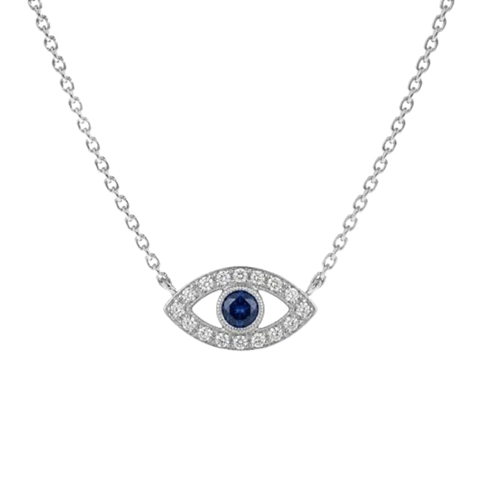 925 Sterling Silver Evil Eye Jewelry Set with Blue Stone & Cubic Zirconia