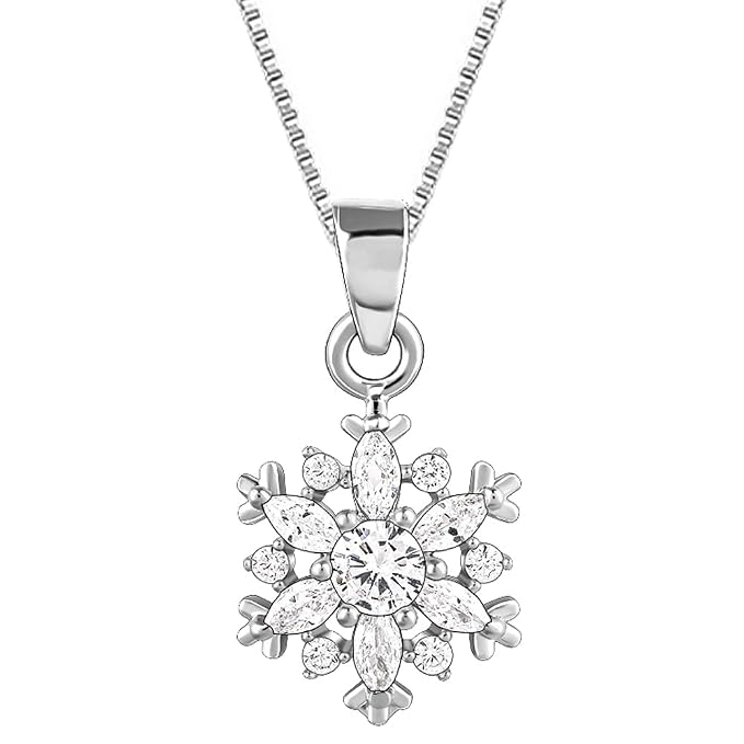 GIVA 925 Silver Snowflake Necklace (Box Chain)