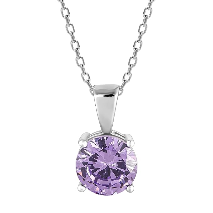 GIVA 925 Silver Zircon Blue Round Pendant with Link Chain