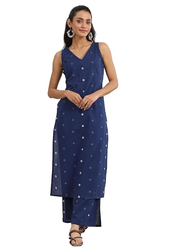 Libas Printed Cotton Straight Kurta With Palazzo